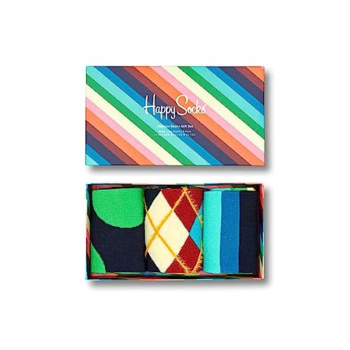 Happy Socks Juego de Regalo de Calcetines Clásicos de 3 Unidades, Multicolor, M (Pack de 3) Unisex Adulto