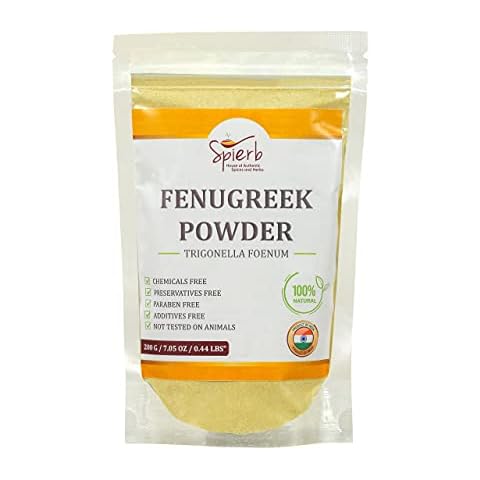 Spierb Fenugreek Powder 200 gm - A Grade Non GMO Ground Fenugreek for Hair Growth. Trigonella Foenum (Methi Powder) Cover