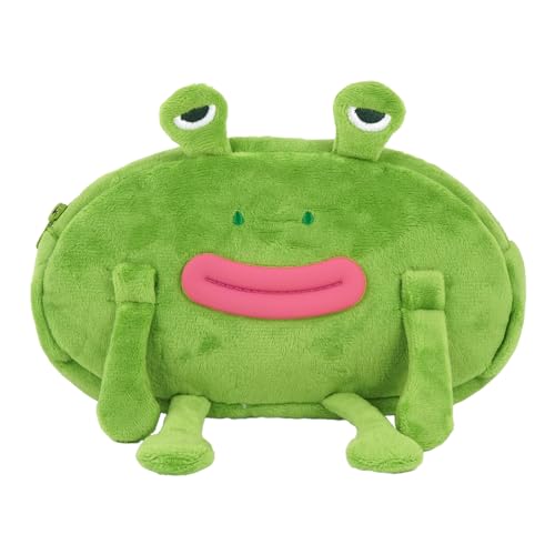 Image of Minache Plush Animal Stationery Pouch Women Cute Dog /Dinosaur Plush Pencil Case Ladies Cosmetic Bag (8234+Frog), bd-06484AD