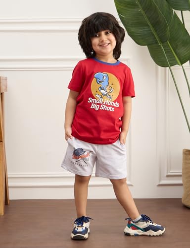 Image of Amazon Brand - Symbol Boys 100% Cotton Graphic Printed Half Sleeves T-Shirt | Age 2-6 Years (Available in Combo Pack of 3 and 5)