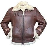 CHAYEL RAF Aviator Brown B3 Bomber Chaqueta de piel de oveja auténtica, Marrón, X-Large
