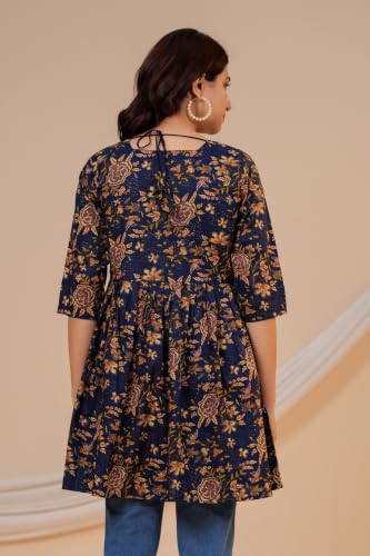 Image of THE Moon Star Women's Cotton Floral Printed Anarkali Maternity Feeding Kurti | Breastfeeding Dress for Mothers | Zipper Feeding Kurti, Nursing Kurti, Comfortable and Trendy Maternity Wear