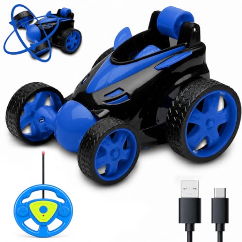 Image of Blue 360 Rotating & Rolling Stunt Car Toy | Spin, Stunt, Flip Functions | Remote Control Stunt Car Toy for Kids | Toys for Boys 7-14 Years | Birthday Gift for Kids