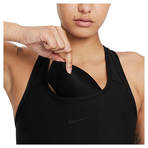 Nike Women's Dri-Fit Swoosh Seamless Medium-Support Sports Bra, Black/Dk Smoke Grey, X-Small #TOP28