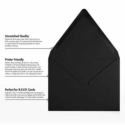 A2 Contour Flap Envelopes (4 3/8 X 5 3/4) - Midnight Black (250 Qty.) #TOP7