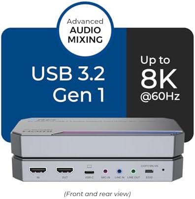 OREI 4K@60Hz HDMI Capture Card for Streaming, USB 3.0 HDMI to USB Capture Card with 8K@60Hz Input Support, 4K@60fps Video Capture Card, Plug and Play for OBS, PC, Mac, Linux - 1