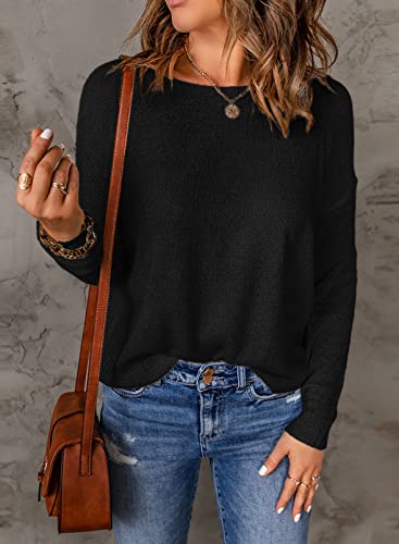 Image of Acelitt Womens Casual Lightweight Long Sleeve Crewneck Knit Shirts Tops, S-XXL
