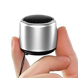 YXYKODM Best Mini Portable Bluetooth Speaker with HD Sound & Bass I Smallest Wireless Bluetooth Speakers for Phone/PC/Tablet I Photo Selfie Button Answer Phone Calls I Cute Tiny Speaker (Silver)