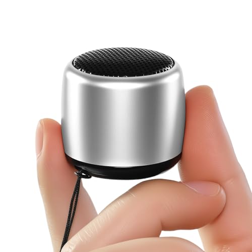Image of Best Mini Portable Bluetooth Speaker with HD Sound & Bass I Smallest Wireless Bluetooth Speakers for Phone /PC /Tablet I Photo Selfie Button Answer Phone Calls I Cute Tiny Speaker (Silver)