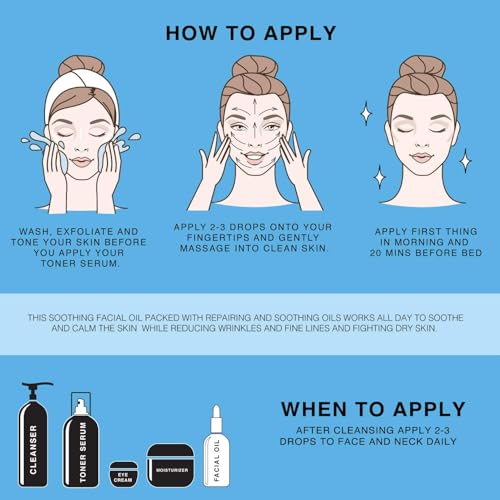 BEAUTE DE PROVENCE Soothing Facial Oil – Grapeseed, Rosehip, and Lavender Oils – Lightweight Hydrating Face Oil for All Skin Types, 2 fl oz