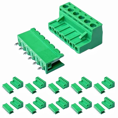 10 Set 6 Pin 5.08mm Pitch PCB Mount Screw Terminal Block Connector Male Female Straight Plug-in Phoenix Plug