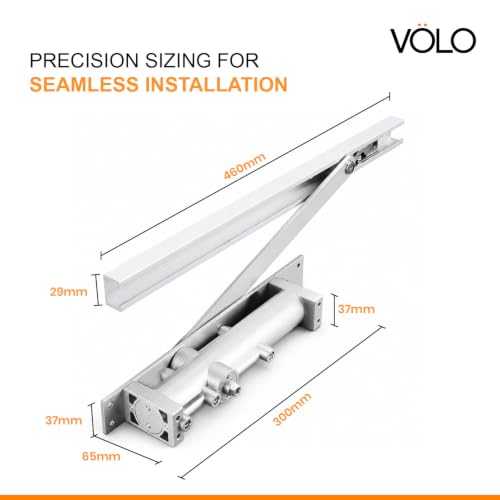 Image of VOLO Automatic Door Closer | Heavy Duty Aluminium Door Closer | Double Speed Adjustable Door Closing Device | Concealed Door Closer for Residential & Commercial Doors | 120 KG Capacity | Silver