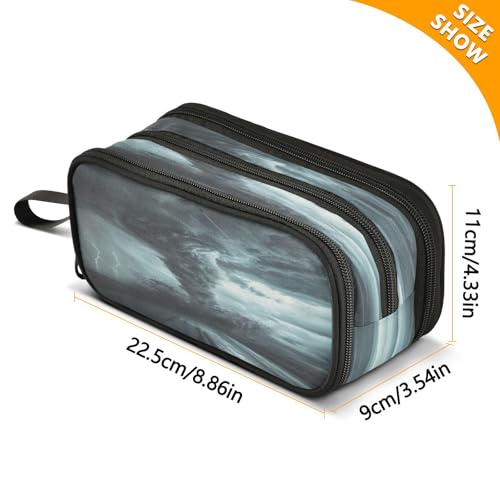 Image of Tornado Touching Down Large Capacity Pencil Case Box Boys Girls Big Stationery Pen Bag Organizer Pencil Pouch Zipper Compartments for School Office