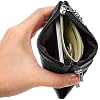 Chelmon 2 Pack Coin Purse Pouch Change Card Holder Small Wallet with Keychain for Women and Men (Black & Black)