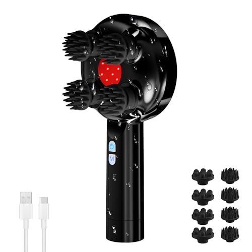 Image of COMFIER Handheld Scalp Massager, Cordless Head Massager, 3 Modes, 8 Claws | IPX7 Waterproof, 8 Soft Silicone Claws, USB-C Rechargeable, Up to 90-Min Runtime, Wet & Dry Use, Dual-Head Design