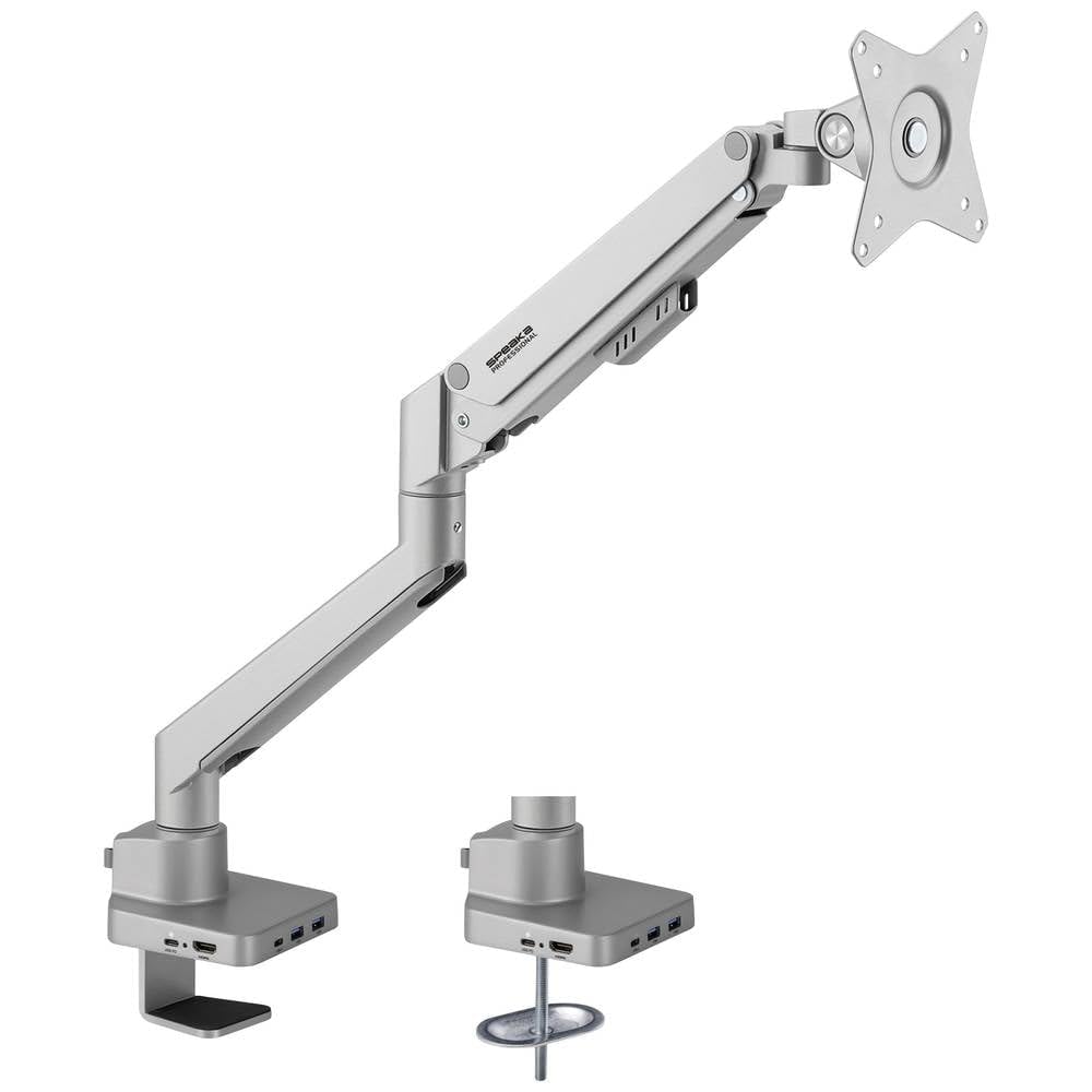 SpeaKa Professional SP-MM-600 1fach Monitor-Tischhalterung 43,2 cm (17) - 81,3 cm (32) Gasdruck-Technik, Integrierte Dockingstation, Neigbar, Schwenkbar (SP-10493144)