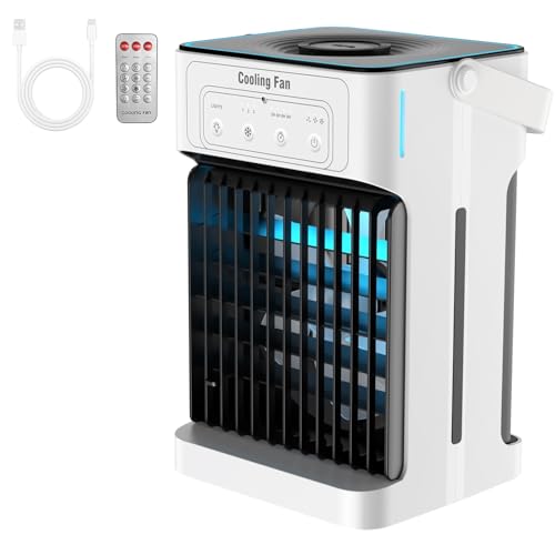 Portable Air Conditioners for Bedroom, Dual Motor Evaporative Air Cooler with 3 Speeds & 3 Mist, 7...