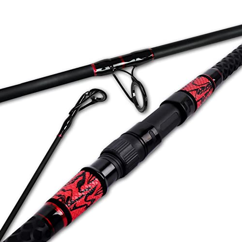 Fiblink Surf Spinning Fishing Rod Graphite Travel Fishing Rod (Red, 15 Feet - 3Pcs)