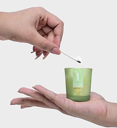 Image of EKAM Jasmine Votive Soy Wax Scented Candle, 40 Grams, 10 Hours Burn Time| Long Lasting Premium Candles | Ideal for Home Decor | Gifting & Aromatherapy (Pack of 12)