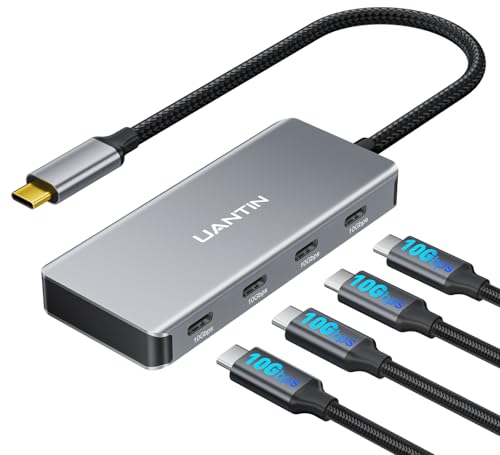 UANTIN USB C Hub, 10Gbps High-Speed Type C Splitter with 4 USBC 3.2 Port, Plug and Play USB-C Multiport Adapter for Docking, MacBook Pro-Air, iPhone 15-16, iPad, Surface Pro, Dell, XPS and More