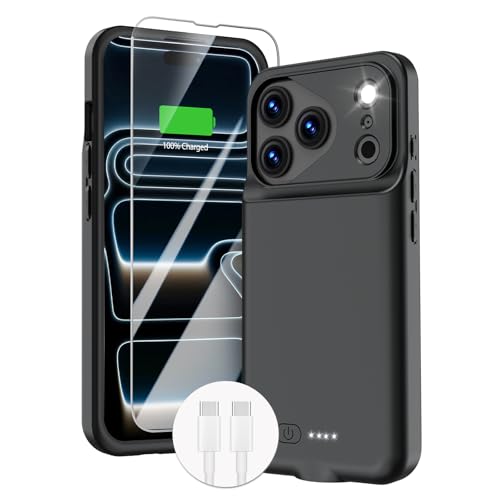 GIN FOXI Battery Case for iPhone 17 Pro Charging Case Charger 8500mAh Ultra-Slim Lightweight Powerful Battery Pack 15W Fast Rechargeable Anti-Fall TPU Juice Box for iPhone 17 Pro (6.3) Black