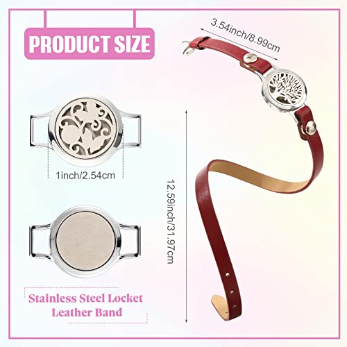 2 Pcs Essential Oil Diffuser Bracelet Aromatherapy Locket with 6 Replacement Leather Bands and 18 Pcs Random Color Washable Refill Pads Christmas Gift for Women Men Friends - Image 5