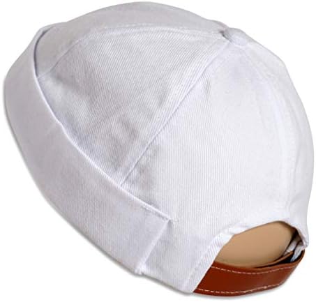 SnugZero Brimless Hats for Men & Women Fisherman Beanie Docker Hat No Brim Cotton Skull Cap (White)