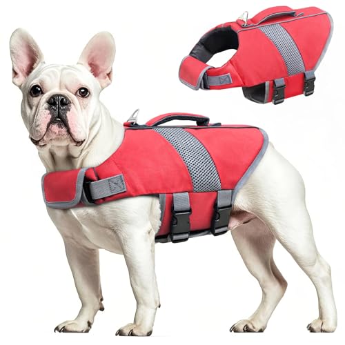 Mosucoirl Dog Life Jacket High Flotation,Shark Dog Lifesavers Floats Coat High Visibility Reflective Pet Safety Vest Swimsuits Small Medium Large Dog Life Vest for Swimming Boating Surfing Kayaking