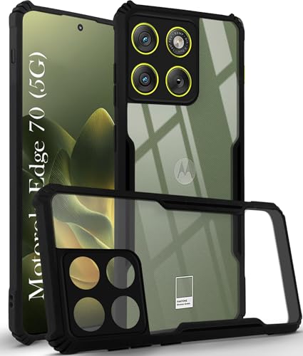 Image of Jkobi Hybrid Back Cover Case for Motorola Moto Edge 70 (Shockproof with Polycarbonate Clear Panel | Professional Black)