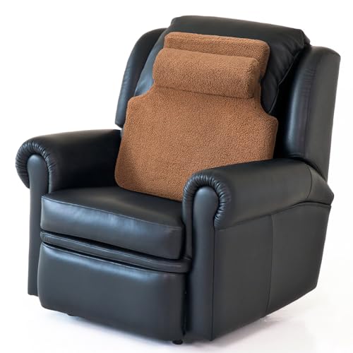 Colingmill Sherpa Fleece Lumbar Support Pillow with Headrest Recliner Memory Foam Lumbar Pillow Back Cushion for Chair Plush Cushion Thick Pad for Back Pain Car Sofa Chair Headrest Office Home