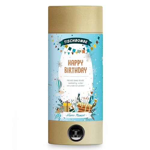 ARTOZ Tischbombe Happy Birthday - Wiederverwendbares Tischfeuerwerk ohne Feuer - Konfetti Kanone für Geburtstag - nachfüllbar für Kinder & Erwachsene - Glitzer Partyknaller Indoor