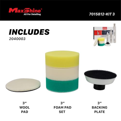 Image of Maxshine Universal Stainless Steel Extension Shaft Set & 3 inch Polishing Kit - 2 inch, 3 inch & 5 inch Polisher Extenders for 5 /8 inch Backing Plates - 8-Piece Rotary Polisher Accessory for Car Polishing & Detailing