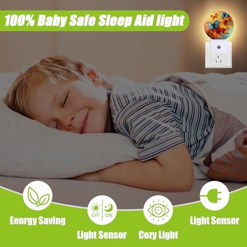 Image of Colorful Butterfly Night Light,Night Lights Plug into Wall for Kitchens Toilets Bedroom Decorative Half Round Nightlight Led Lamp 0.5W Sleep Friendly