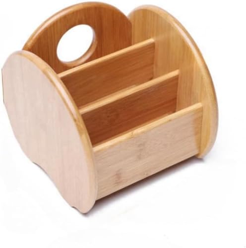 ChoyClit リモコンラック 木製 リモコン立て リモコンスタンド 仕切り 角丸 収納ボックス 小物入れ 筆差し ロッカー おしゃれ 卓上 リビング/オフィス/ベッドルーム用 リモコン収納 小物収納 化粧品収納 (C)