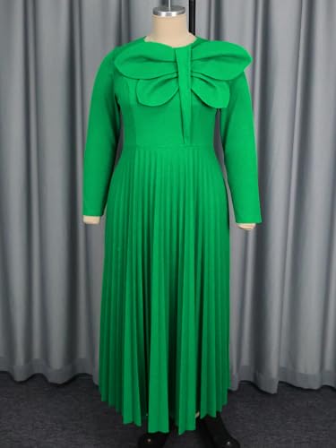 Image of AOMEI Casual Church Dresses for Women 2026 Summer Pleated Short Sleeve Round Neck Dragonfly Spring Maxi Dress