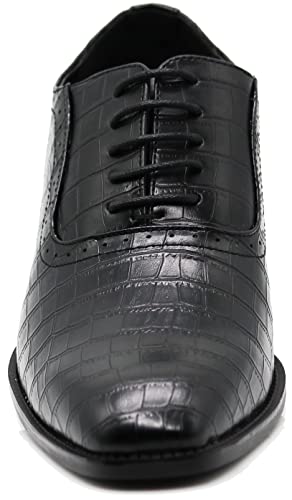 Image of Gator3N Men's Alligator Crocodile Print Oxfords Fashion Lace Up Dress Shoes