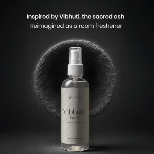 Image of ABODE Vibhuti Room Freshener Spray 100ML | Sacred Ash Inspired Fragrance | Camphor Woody Herbal Aroma | Non Toxic Gas Free Air Freshener for Home Office Pooja Room Meditation