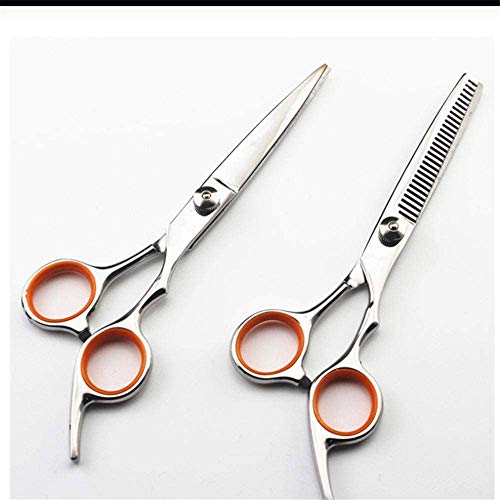 Juego de peluquería de 6 Pulgadas, Tijeras para Cortar el Cabello, Tijeras para Cortar el Cabello, Tijeras para maquillar, Tijeras para aclarar el Cabello, Color Naranja