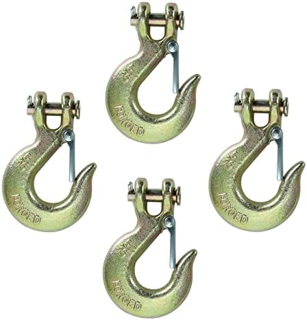 Aikosin 4 Pack 5/16" Gold G70 Clevis Slip Hook Tow Chain Hook w/Latch for Trailer Truck,Heavy Duty Grab Hook,18,000 Lb Capacity