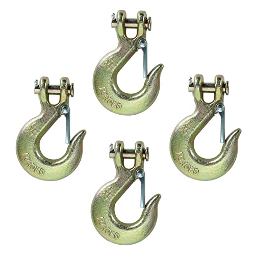 Aikosin 4 Pack 5/16" Gold G70 Clevis Slip Hook Tow Chain Hook W/Latch For Trailer Truck,Heavy Duty Grab Hook,18,000 Lb Capacity #TOP27