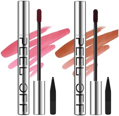LANGMANNI 2 Colors Long-Lasting Peel Off Lip Liner Set, Waterproof & Smudge-Proof Matte Lip Liners Gift Makeup For Girls (#1+3)