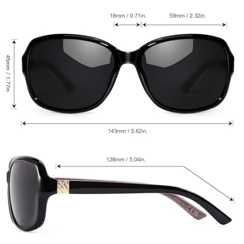 Image of SIPHEW Polarized Sunglasses for Women | Vintage Square Sunglasses w UV400 Protection | Womens Wraparound Shade