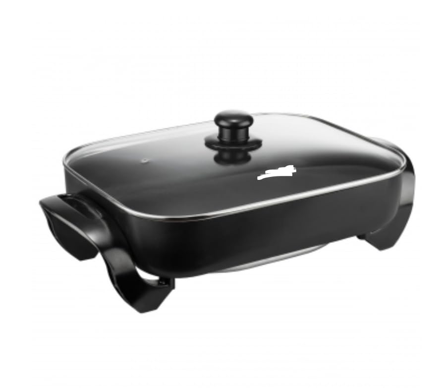 16 Inch Nonstick Electric Skillet with Glass Lid in Black