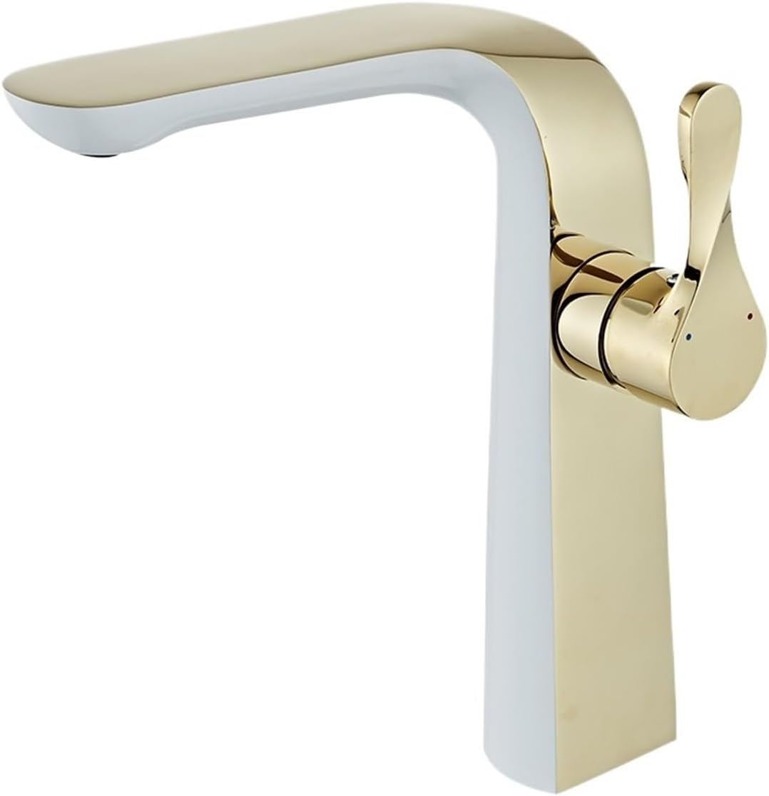 Bathroom Faucets Basin Mixer Sink Gourmet Washbasin Tapware Hot Cold Water Tap Brass Brushed Gold(White and gold)