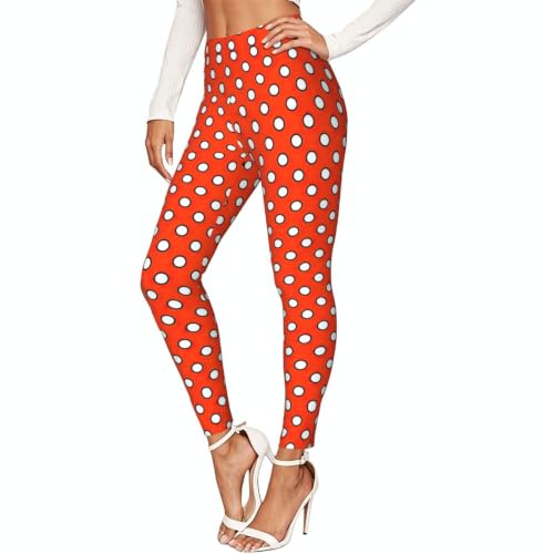 Leggings elásticos de lunares rojos pantalones estampados opacos sin transparencias