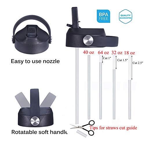 Sendestar Straw Lid For Hydro Flask Wide Mouth Sports Water Bottle With 2 Straws And 1 Brush (Black) #TOP1