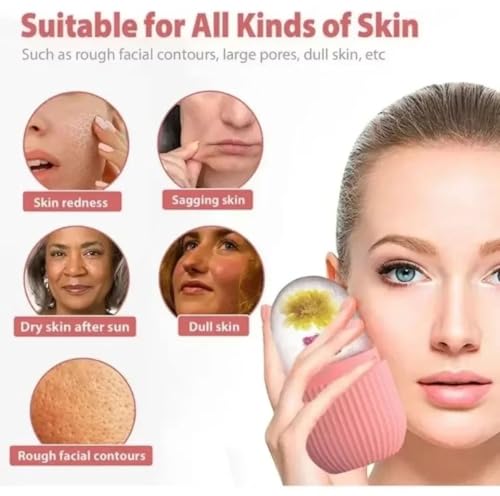 Rolo de gelo para rosto, massageador facial de cubo de gelo, molde de gelo reutilizável para o rosto
