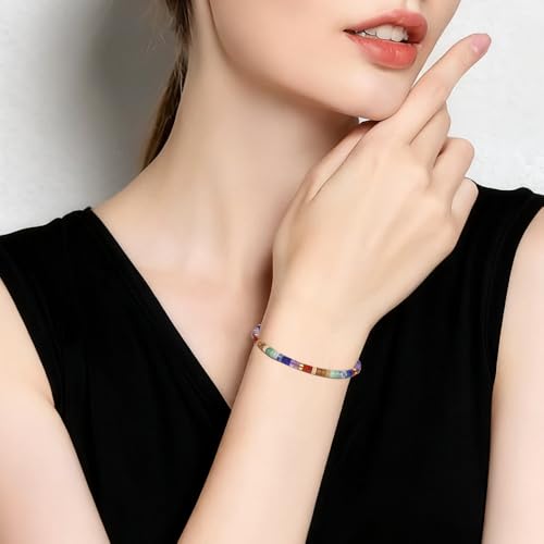 XFSRG Bracelet 7 chakras en pierres véritables Bracelet de guérison pour homme et femme Carte Explicative idéal pour la méditation le yoga les rituels de bien-être un style quotidien apaisant – vue 8