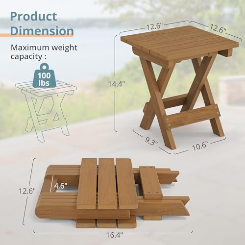 Table d'appoint pliante d'extérieur HDPS teck 35,6 cm LUE BONA