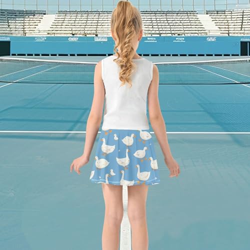 visesunny Girl's Golf Skirt Athletic Cute White Goose Animal Tennis Skort Sport Activewear with Double Layer Pockets3